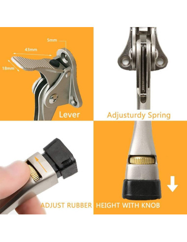 Tope de puerta Gotega ajustable con punta de goma 10.16 cm