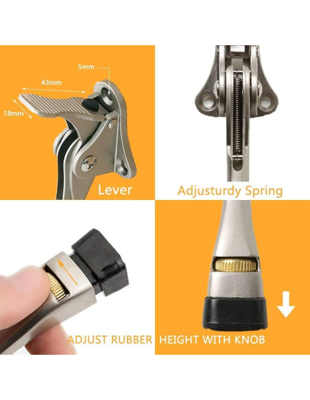 Tope de puerta Gotega ajustable con punta de goma 10.16 cm