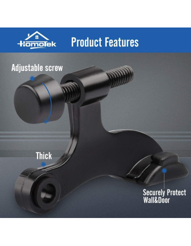 Tope de Puerta Ajustable HOMOTEK Negro 6 Piezas Alta Resistencia