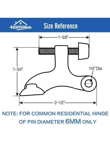 Tope de Puerta Ajustable HOMOTEK Negro 6 Piezas Alta Resistencia