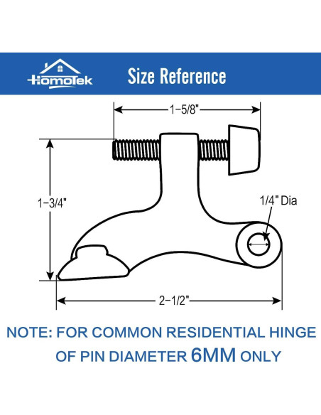 Tope de Puerta Ajustable HOMOTEK Negro 6 Piezas Alta Resistencia