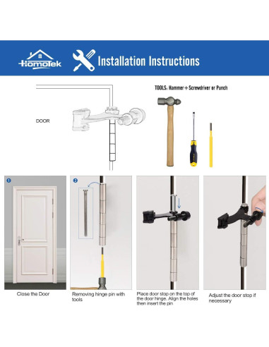 Tope de Puerta Ajustable HOMOTEK Negro 6 Piezas Alta Resistencia