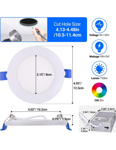 Luces empotradas LED 4" LISTOCASA, 9W, paquete de 12