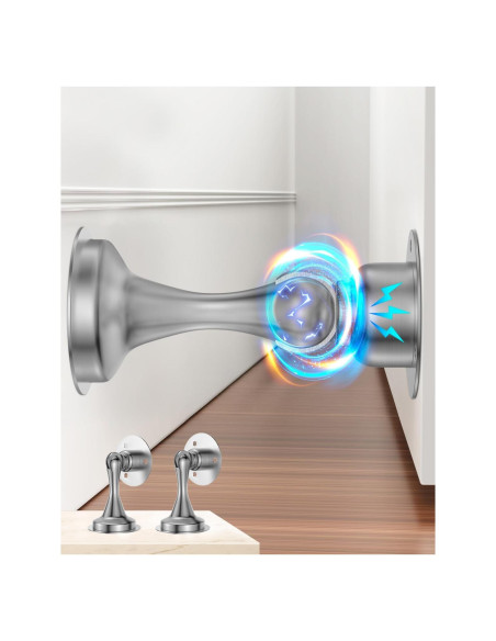 Topes de puerta magnéticos WINONLY, acero inoxidable, 2 unidades