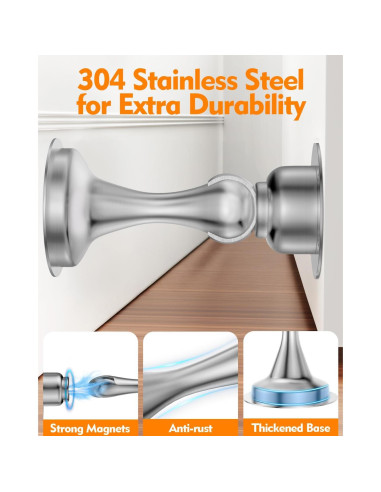 Topes de puerta magnéticos WINONLY, acero inoxidable, 2 unidades