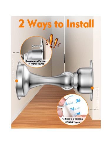 Topes de puerta magnéticos WINONLY, acero inoxidable, 2 unidades