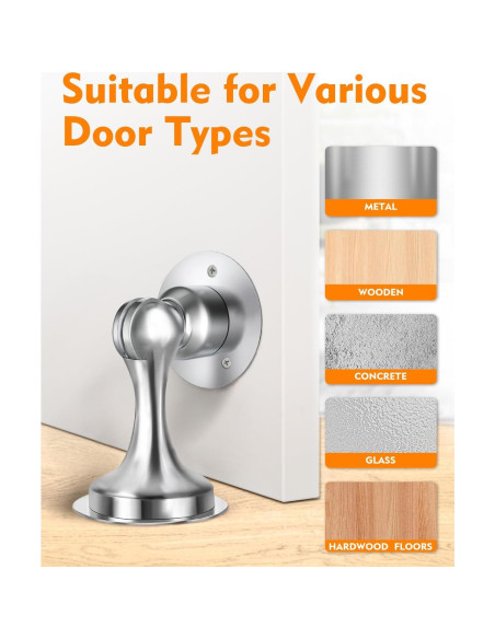 Topes de puerta magnéticos WINONLY, acero inoxidable, 2 unidades