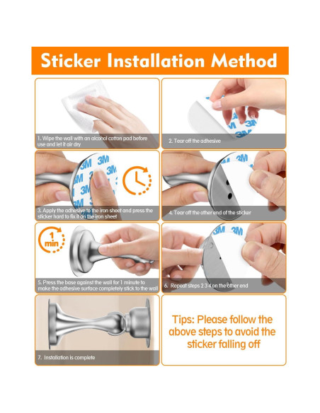 Topes de puerta magnéticos WINONLY, acero inoxidable, 2 unidades