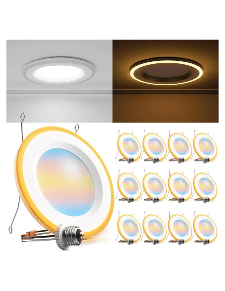 Sunco 12 Luces LED Empotradas 6" con Luz Nocturna 13W 1200LM