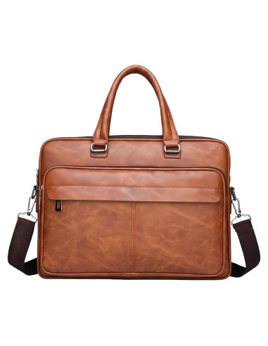Bolsa de Laptop JINGTIANCD Caqui 16.1" Cuero Premium