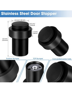 Chumia Tope de Puerta Cilíndrico Acero Inoxidable 20 Pcs Negro 2