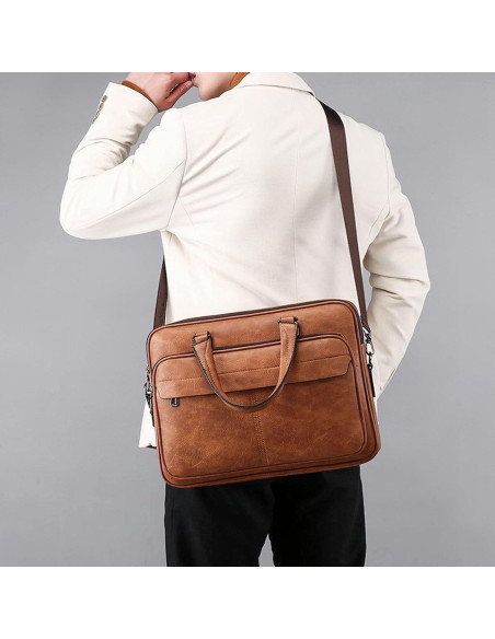 Bolsa de Laptop JINGTIANCD Caqui 16.1" Cuero Premium