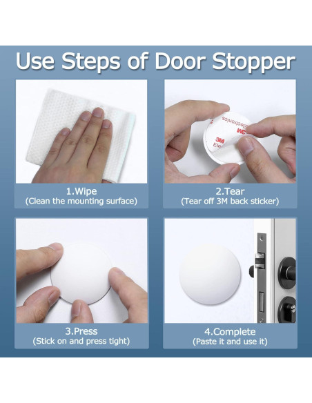 Topes de Puerta XoYoZo Silicona 4.5cm Redondo Blanco