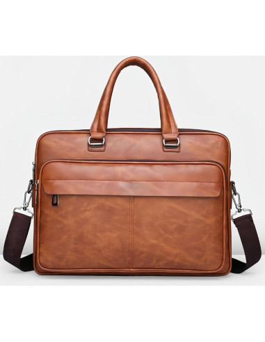 Bolsa de Laptop JINGTIANCD Caqui 16.1" Cuero Premium