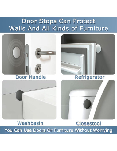 Topes de Puerta XoYoZo Silicona 4.5cm Redondo Blanco