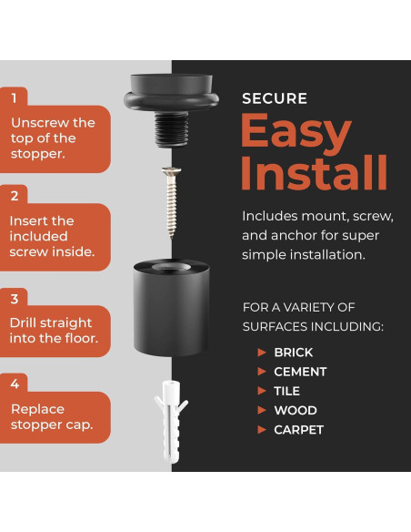 Tope de puerta NYCO acero sólido negro 3.02 cm x 5.08 cm Tope de puerta NYCO acero sólido negro 3.02 cm x 5.08 cm