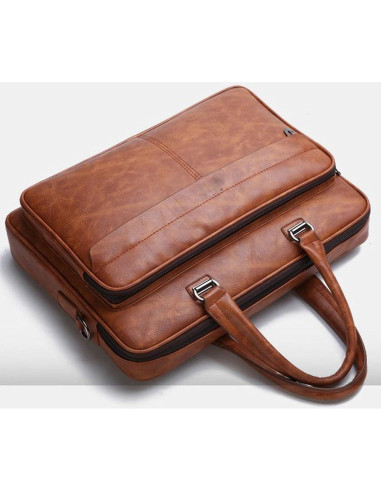 Bolsa de Laptop JINGTIANCD Caqui 16.1" Cuero Premium