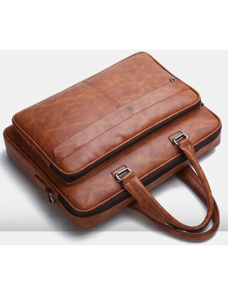 Bolsa de Laptop JINGTIANCD Caqui 16.1" Cuero Premium