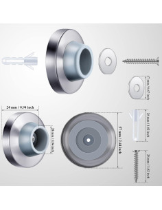 Tope de puerta cóncavo Hotop de acero inoxidable - 2 piezas 2
