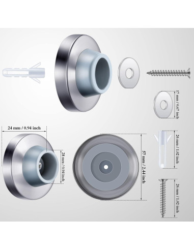 Tope de puerta cóncavo Hotop de acero inoxidable - 2 piezas