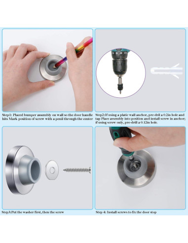 Tope de puerta cóncavo Hotop de acero inoxidable - 2 piezas