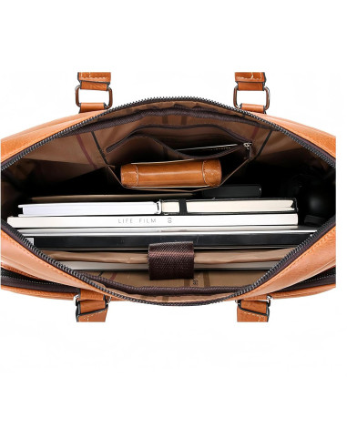 Bolsa de Laptop JINGTIANCD Caqui 16.1" Cuero Premium