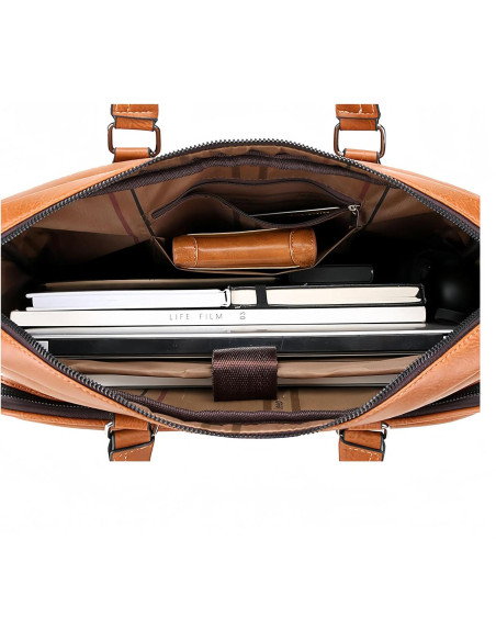 Bolsa de Laptop JINGTIANCD Caqui 16.1" Cuero Premium
