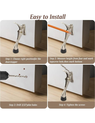 Tope de puerta de patada KXIPB - 2 unidades aluminio plata