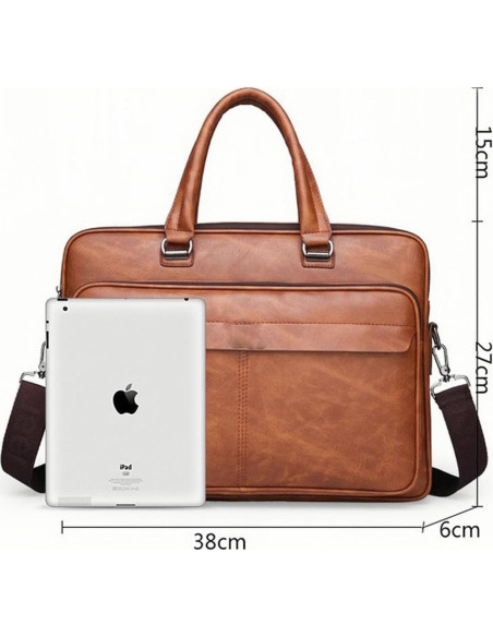 Bolsa de Laptop JINGTIANCD Caqui 16.1" Cuero Premium