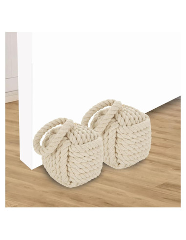 Tope de Puerta Acrux7 2 Piezas Cuadrado Yute 14x14 cm