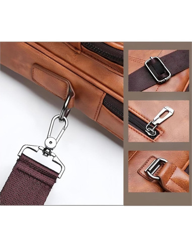 Bolsa de Laptop JINGTIANCD Caqui 16.1" Cuero Premium