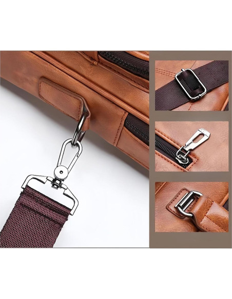Bolsa de Laptop JINGTIANCD Caqui 16.1" Cuero Premium
