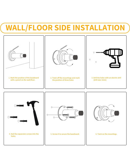 Tope de puerta ajustable TOPTAKE acero inoxidable 304 blanco