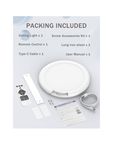 Yurnero Luz de Techo Inalámbrica con Sensor de Movimiento 400LM