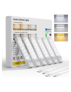 Iluminación Bajo Gabinete Rihvy 10cm Recargable con Sensor 6 Pcs