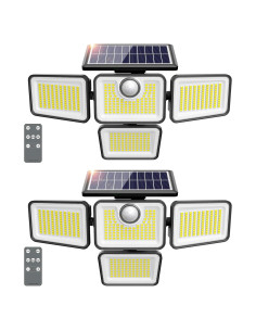 Luces Solares Exteriores 3000LM Omibee, 4 Cabezas Ajustables