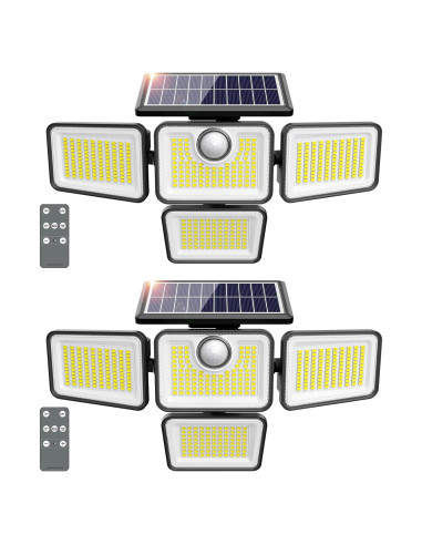 Luces Solares Exteriores 3000LM Omibee, 4 Cabezas Ajustables