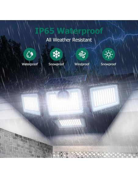 Luces Solares Exteriores 3000LM Omibee, 4 Cabezas Ajustables Luces Solares Exteriores 3000LM Omibee, 4 Cabezas Ajustables