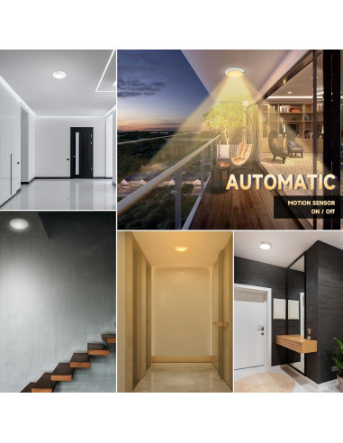 Luz de Techo LED ECOELER con Sensor de Movimiento 16W 1000Lm