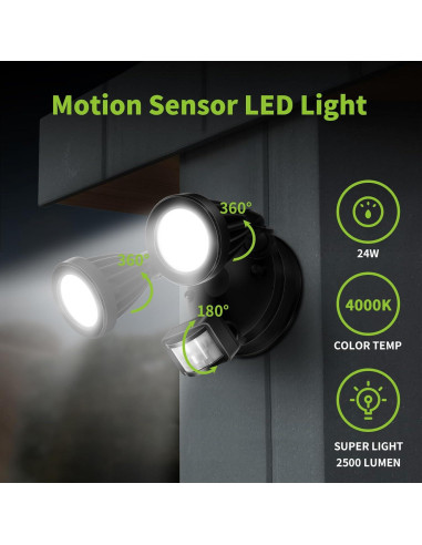 Luz de Inundación LED LSVT 3000LM con Sensor de Movimiento IP65