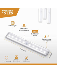 Luces LED con Sensor de Movimiento VYANLIGHT - 10 Tiras Inalámbricas 2