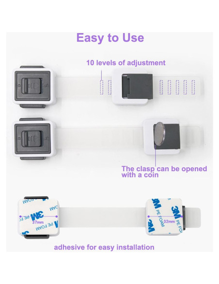 Bloqueos de Gabinete KongNai a Prueba de Niños - Paquete de 4