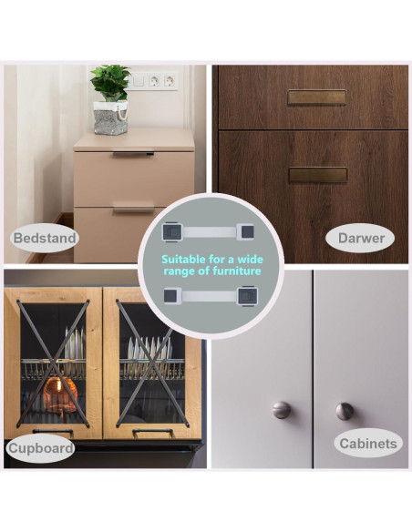 Bloqueos de Gabinete KongNai a Prueba de Niños - Paquete de 4