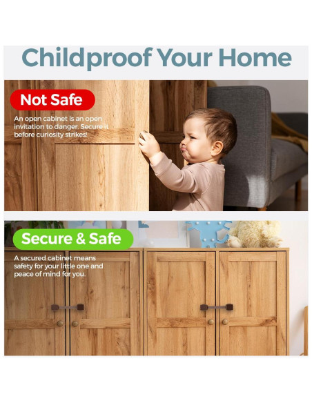 Cerraduras de Seguridad para Gabinetes Bebés 6 Unidades Marrón Cerraduras de Seguridad para Gabinetes Bebés 6 Unidades Marrón