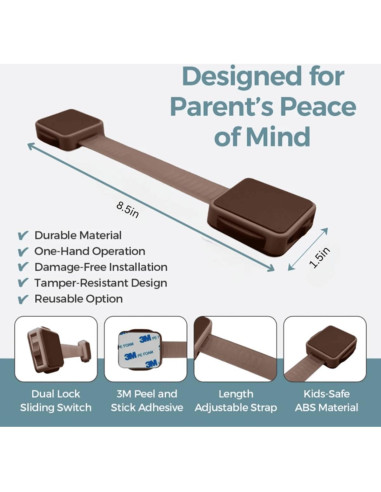 Cerraduras de Seguridad para Gabinetes Bebés 6 Unidades Marrón