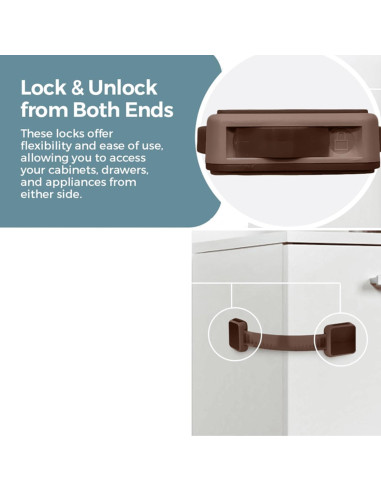 Cerraduras de Seguridad para Gabinetes Bebés 6 Unidades Marrón