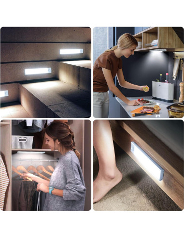 Paquete de 6 luces LED recargables EVERDOSS 20.32 cm con sensor