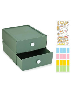 Organizador de Escritorio DIBALIYI 2 Cajones Plástico Verde