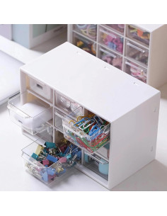 Organizador de Cajones Crayfomo 9 Cajones Plástico Blanco 18x10x12cm 2