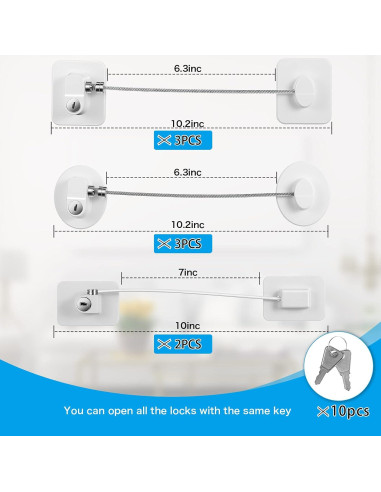 Cerraduras de Seguridad para Refrigerador Hotop - 8 Piezas con 10 Llaves